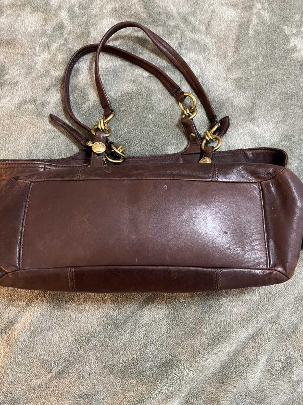 Coach Madison Mia Leather Tote Bag Brown Style Carriage 15740 Shoulder Bag flaws - Picture 8 of 14